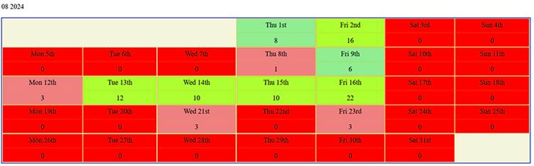 Ballybunion Timesheet August 2024