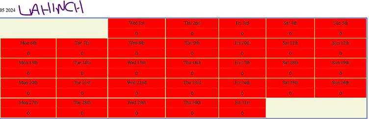 Lahinch Timesheet May 2024