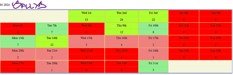 Ballybunion Timesheet May 2024